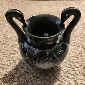 Handcrafted Vintage Ceramics Black Swan Vase